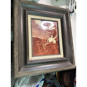 Wall Art Framed Ram Mountain Goat Hecho En Mexico Solid Wooden Frame Unique Vint